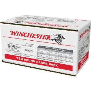 Winchester USA Lake City M193 Rifle Ammunition 5.56X45 NATO 55 gr. FMJ 3240 fps 150/ct
