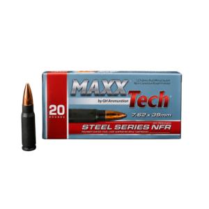 Maxxtech NFR Steel Case Rifle Ammunition 7.62x39mm 123gr FMJ 2330 fps 20/ct